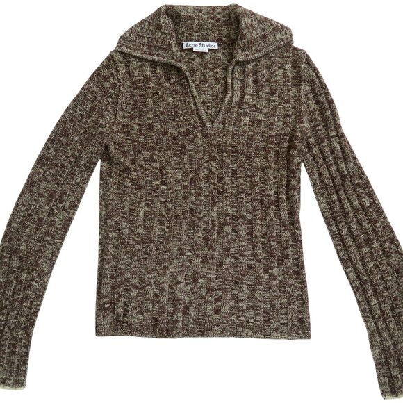 ACNE STUDIOS Melange wool blend Polo sweater XS - Picture 4 of 6